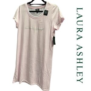 NWT | Laura Ashley Sleepshirt | “Choose Happiness” | Pink & White | Large